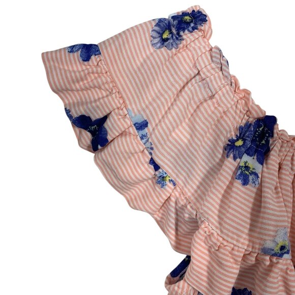 Ruffled Sleeveless Top blouse Pink floral  Size medium EYESHADOW - Picture 3 of 10